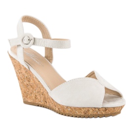 Sandali con zeppa in sughero grigio 1