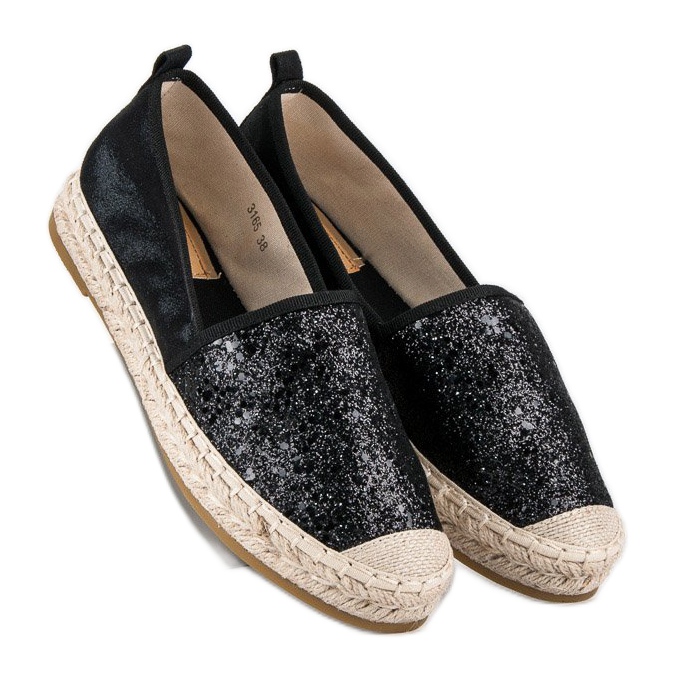 Coura Espadrillas nere con glitter nero 1