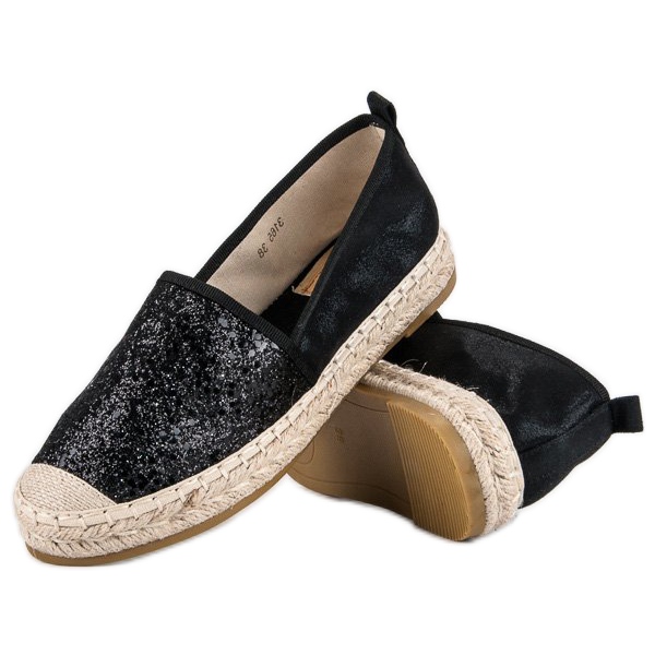 Coura Espadrillas nere con glitter nero 2