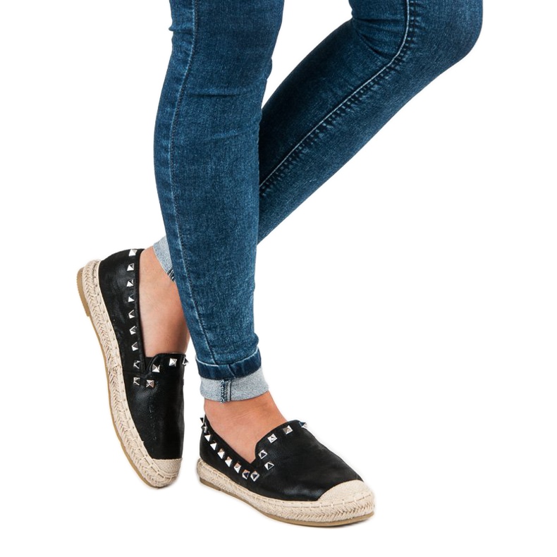 Forever Folie Espadrillas nere con borchie nero 2