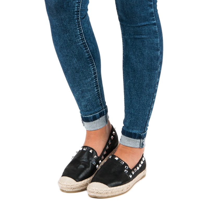 Forever Folie Espadrillas nere con borchie nero 1