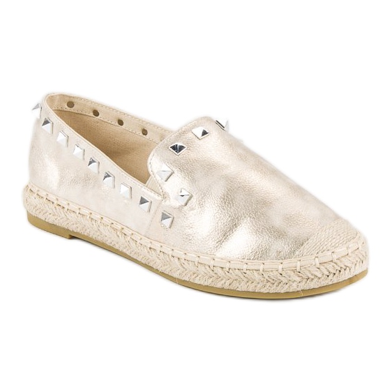 Forever Folie Espadrillas dorate con borchie d'oro 1
