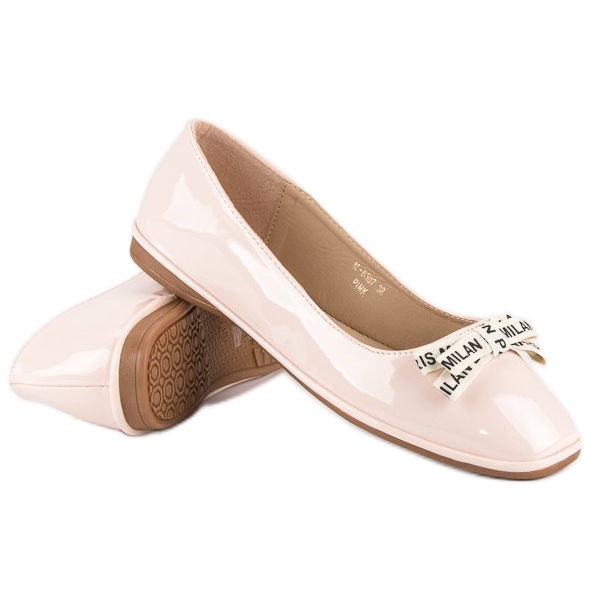 Ideal Shoes Ballerine laccate a polvere rosa 1