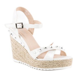 Bello Star Espadrillas con zeppa e strass bianco 1