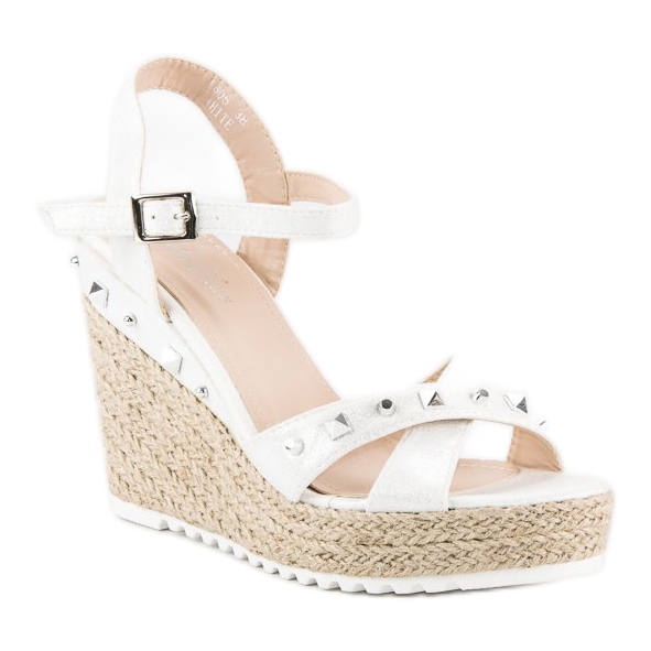 Bello Star Espadrillas con zeppa e strass bianco 1