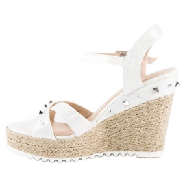 Bello Star Espadrillas con zeppa e strass bianca 2