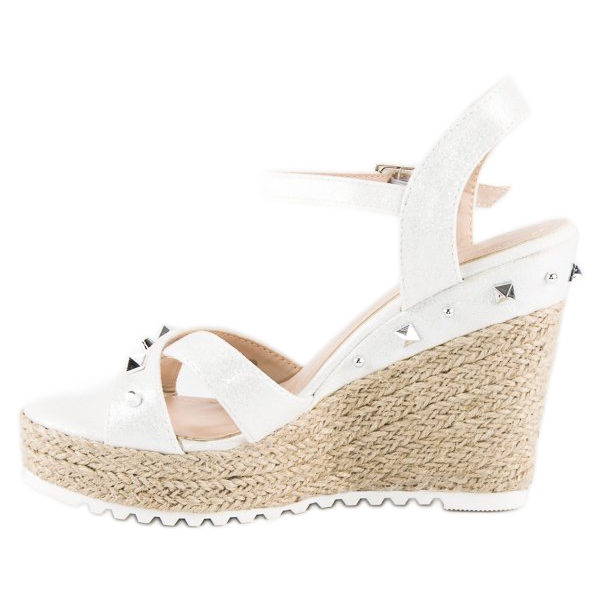 Bello Star Espadrillas con zeppa e strass bianca 2