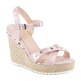 Bello Star Espadrillas con zeppa e strass rosa 1
