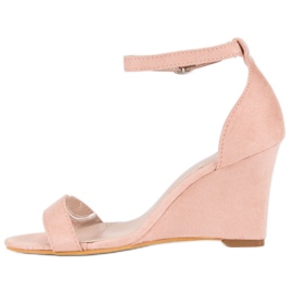 Sandali con zeppa in camoscio rosa 2