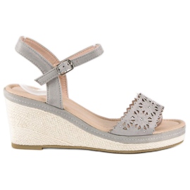 Ideal Shoes Espadrillas grigie sulla zeppa grigio 1