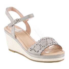 Ideal Shoes Espadrillas grigie sulla zeppa grigio 2