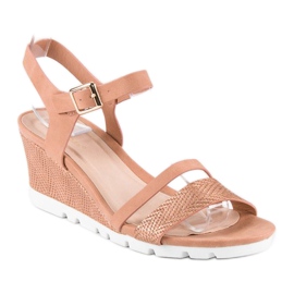 Ideal Shoes Sandali con zeppa rosa 1