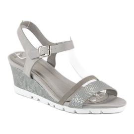 Ideal Shoes Sandali con zeppa grigi grigio 2