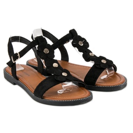 L. Lux. Shoes Sandali bassi in camoscio nero 1