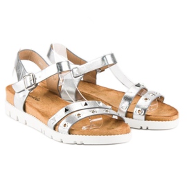 Forever Folie Sandali argento con strass grigio 1