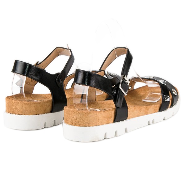 Forever Folie Sandali neri con strass nero 1
