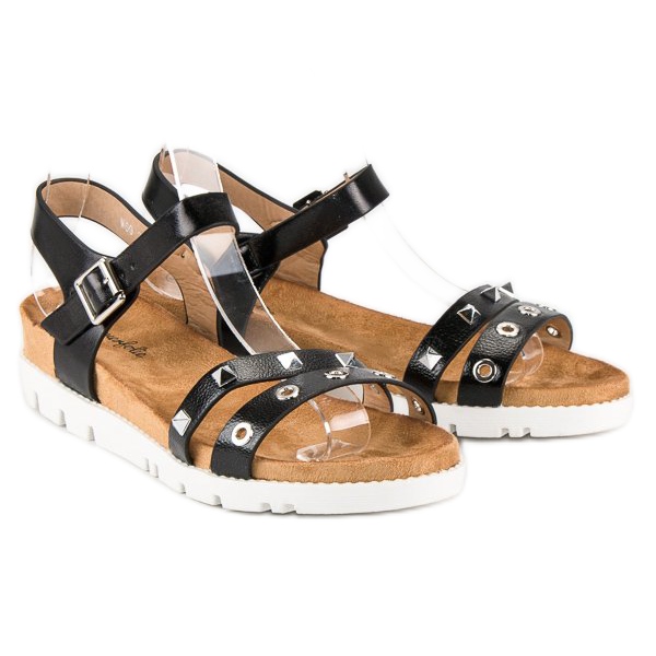 Forever Folie Sandali neri con strass nero 2