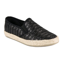 McKey Espadrillas a righe alla moda nero 1