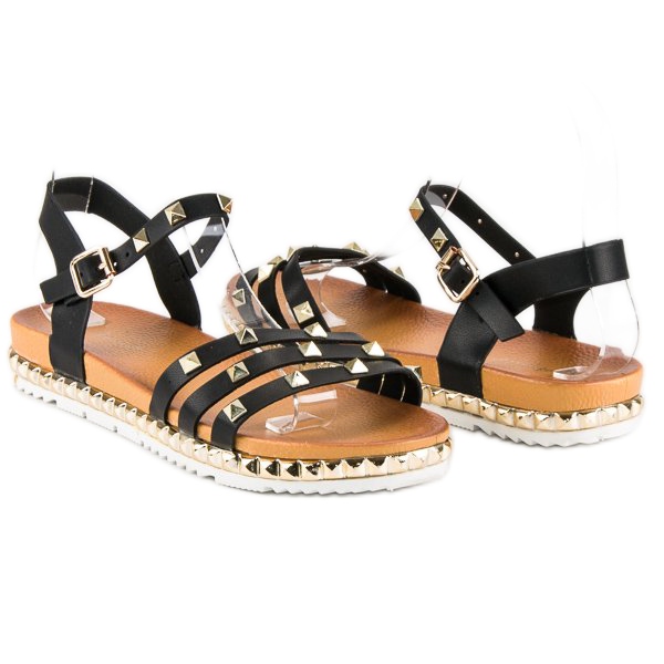 Anesia Paris Sandali piatti Rock nero 1