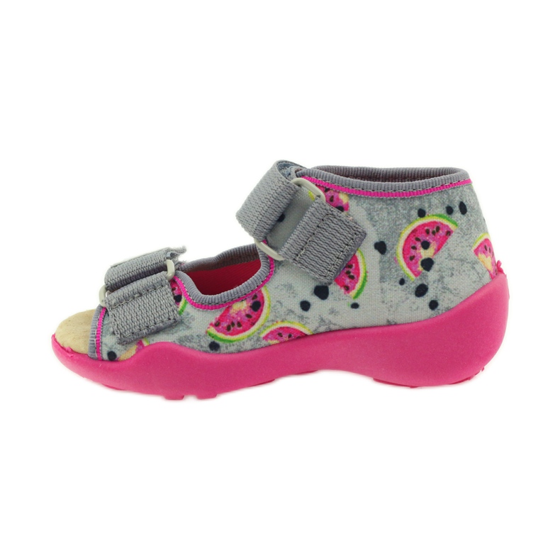 Ciabatte, sandali con velcro, Befado 242p080 grigio rosa 2
