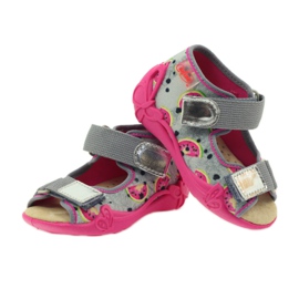 Ciabatte, sandali con velcro, Befado 242p080 grigio rosa 3