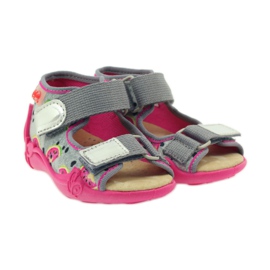 Ciabatte, sandali con velcro, Befado 242p080 grigio rosa 4