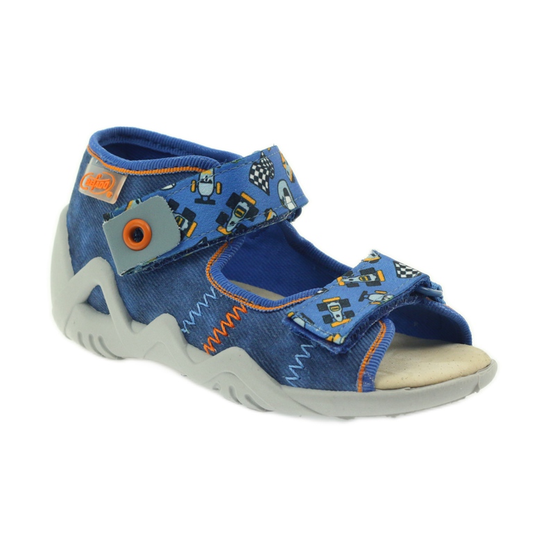 Sandali Befado 250p inserto in pelle blu arancia 1