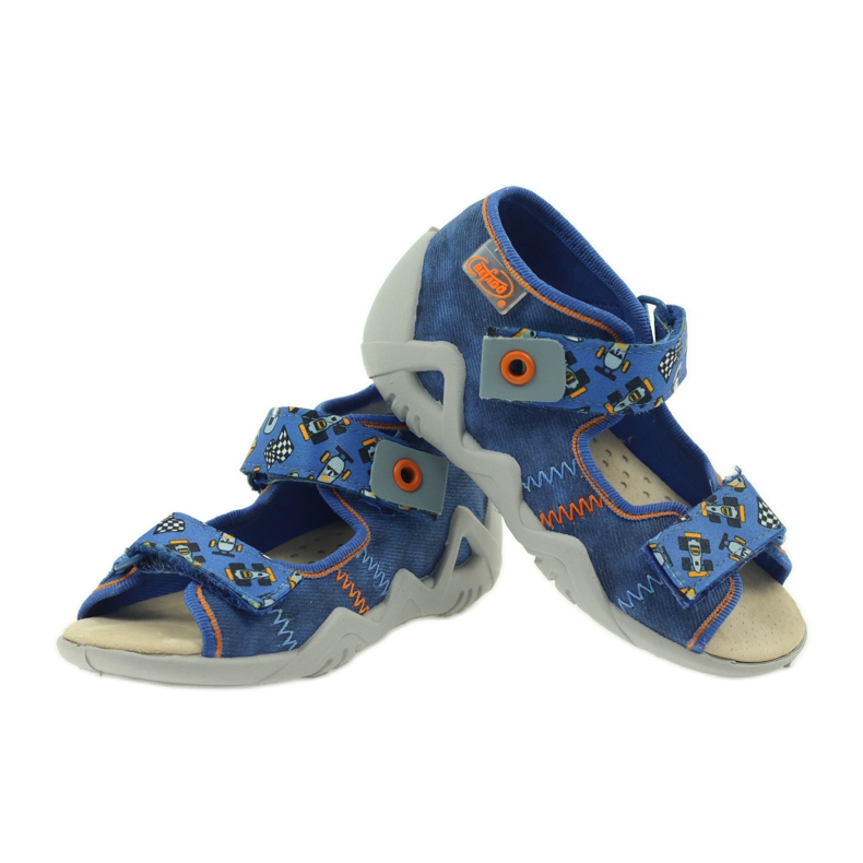 Sandali Befado 250p inserto in pelle blu arancia 3