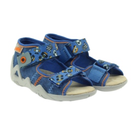 Sandali Befado 250p inserto in pelle blu arancia 4