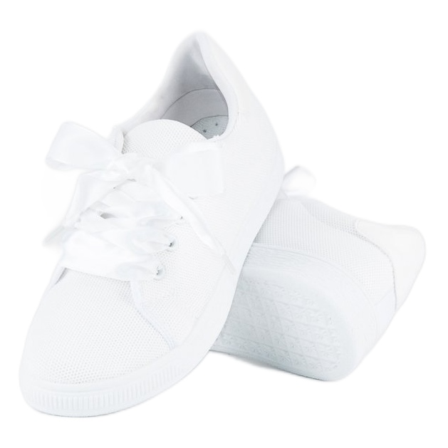 Sneaker stringate in tessuto bianca 2
