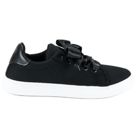 Sneaker stringate in tessuto nero 1