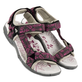 American Club Sandali americani in tessuto con velcro rosa 1