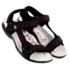 American Club Sandali americani in tessuto con velcro nero 2