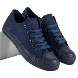 Sneakers blu navy con rilegatura 1