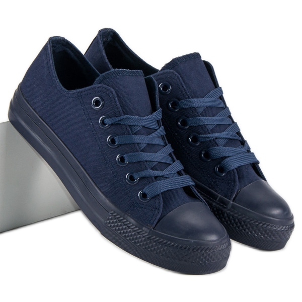 Sneakers blu navy con rilegatura 1
