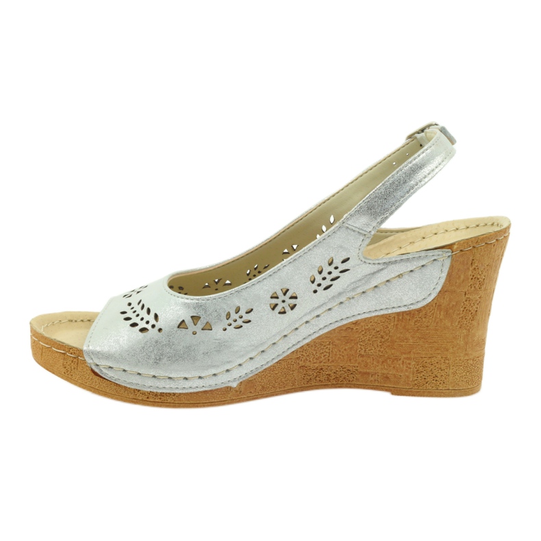 Gregors Sandali in pelle metallica femminile per zeppe d'argento 709 2