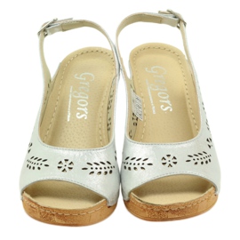 Gregors Sandali in pelle metallica femminile per zeppe d'argento 709 4