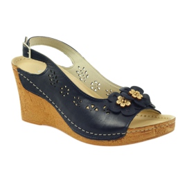 Sandali con zeppa Gregors 648 blu navy 1