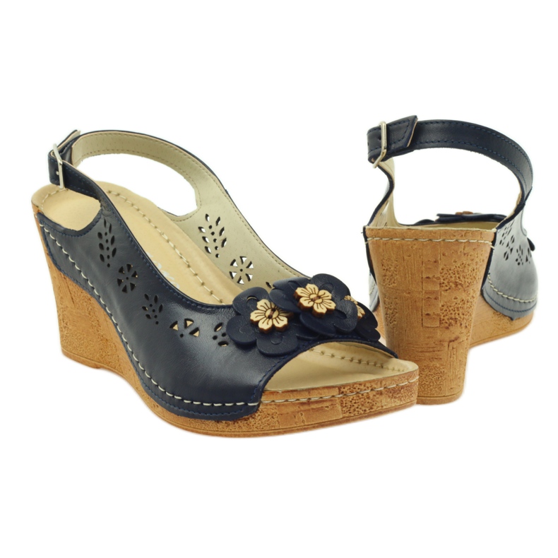 Sandali con zeppa Gregors 648 blu navy 3