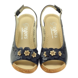 Sandali con zeppa Gregors 648 blu navy 4