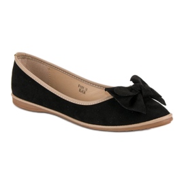Sweet Shoes Ballerine in camoscio con fiocco nero 1