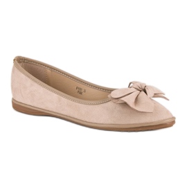 Sweet Shoes Ballerine in camoscio con fiocco rosa 1