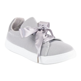 Sneaker stringate in tessuto grigio 1