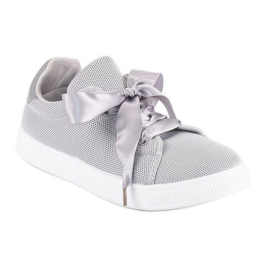 Sneaker stringate in tessuto grigio 1