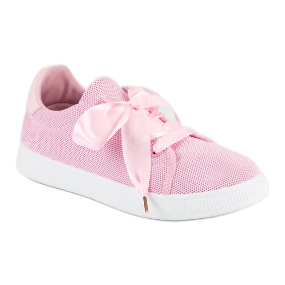 Sneaker stringate in tessuto rosa 1