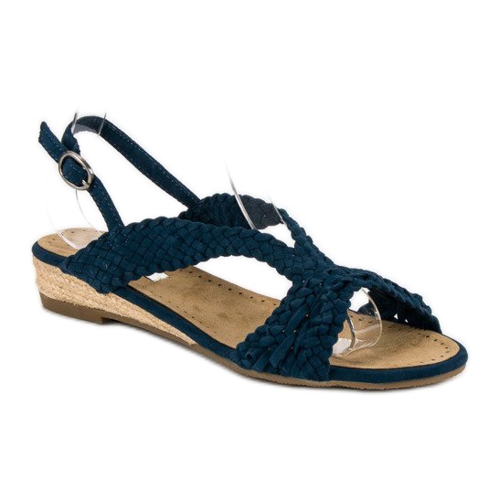 Corina Sandali in tessuto blu navy 1