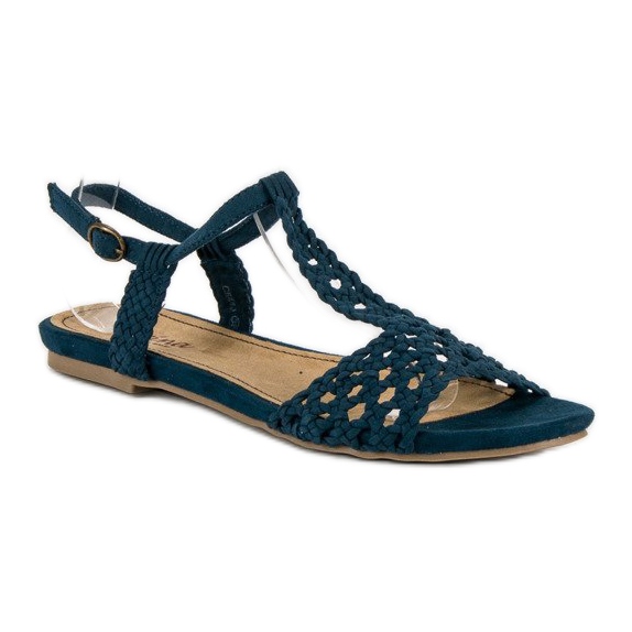 Corina Sandali piatti in stoffa blu 1