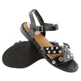 Sandali neri su suola piatta 99-19 nero 1