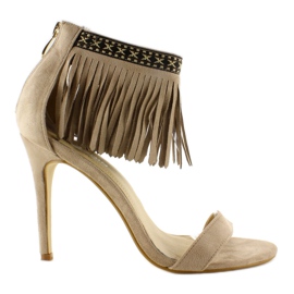 Sandali fantasia etnica con frange GD-16-5247 Beige 1