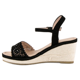 Ideal Shoes Espadrillas nere sulle zeppe nero 1